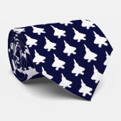 F-22 Raptor White Silhouette auf Navy Blue Neck Ti Krawatte (Gerollt)