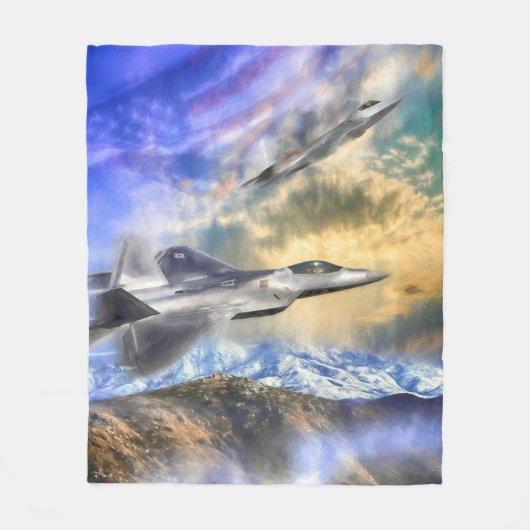 F-22 RAPTOREN ÜBER AMERIKA FLEECEDECKE (Vorderseite)
