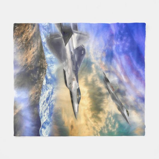 F-22 RAPTOREN ÜBER AMERIKA FLEECEDECKE (Vorderseite (Horizontal))