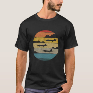 F-22 Retro-Sonnenuntergang der Raptor-Silhouette i T-Shirt