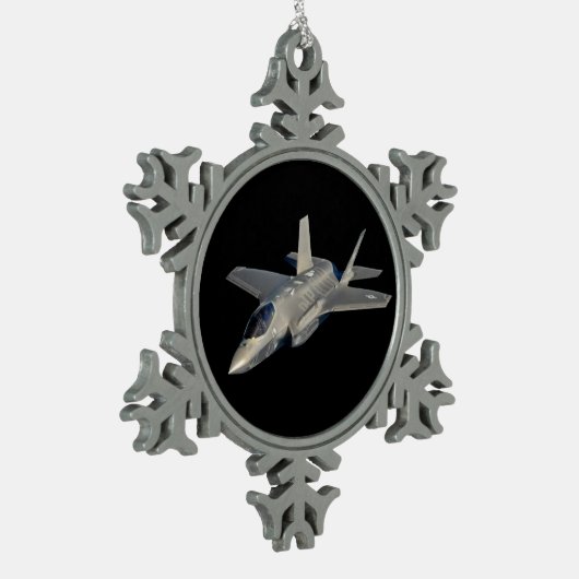 F-35 Blitz II Panther Jet Fighter Schneeflocken Zinn-Ornament (Links)