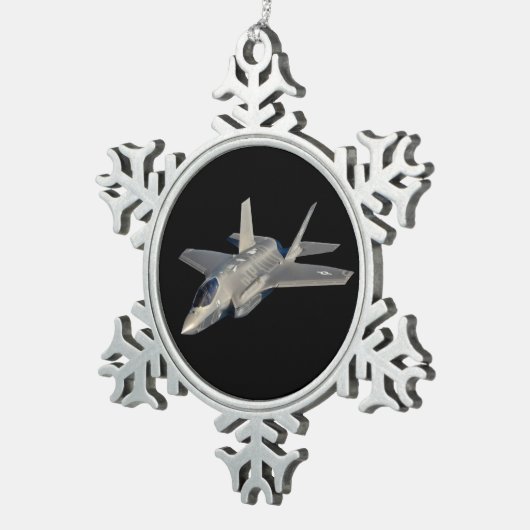 F-35 Blitz II Panther Jet Fighter Schneeflocken Zinn-Ornament (Rechts)
