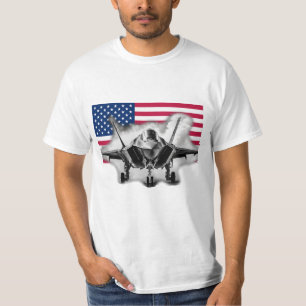 F-35-Kampfjet mit Hintergrund der US-Flagge T-Shirt