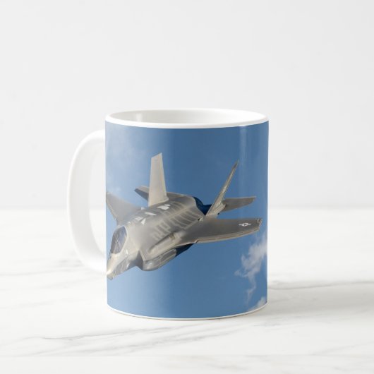 F-35 Lightning II Panther Jet Fighter in Sky Kaffeetasse (Vorderseite Links)
