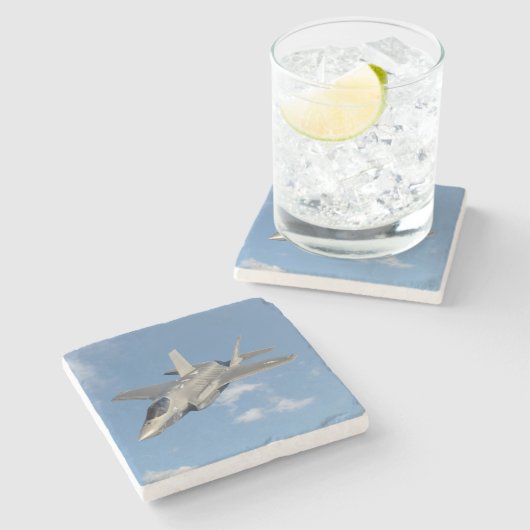 F-35 Lightning II Panther Jet Fighter in Sky Steinuntersetzer (Seitenansicht)