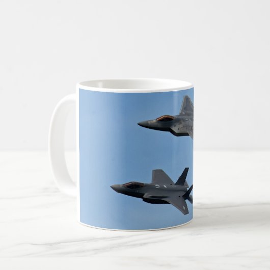 F-35 und F-22 Kampfjet Kaffeetasse (Vorderseite Links)