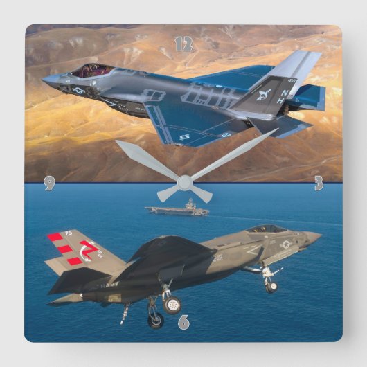 F-35C-BELEUCHTUNG II QUADRATISCHE WANDUHR (Vorderseite)