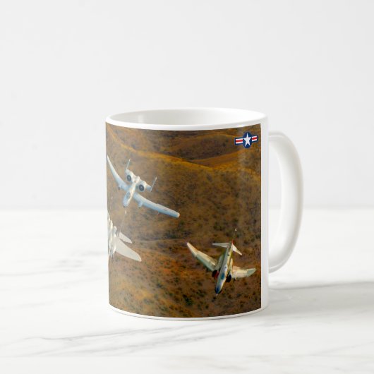 F-4, F-16, F-15 und A-10 Kaffeetasse (VorderseiteRechts)