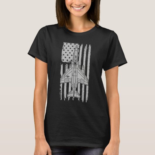 F 4 Phantom Fighter Jet Airplane American Flag F4 T-Shirt (Vorderseite)