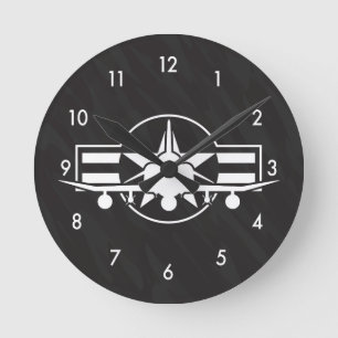 F-4 Phantom II Militärflugzeug Runde Wanduhr