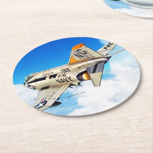 F-4 Phantom II Runder Pappuntersetzer (Angewinkelt)