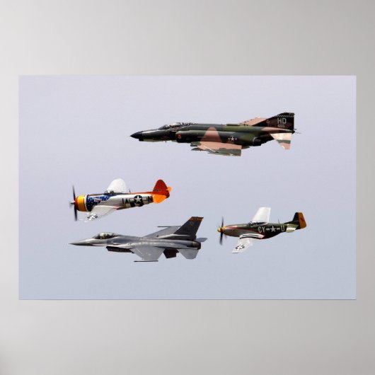 F-4 Phantom, P-47 Thunderbolzen, F-16 Falkenbekämp Poster (Vorne)