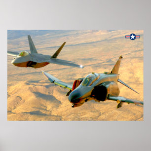 F-4 PHANTOM- UND F-22 RAPTOR-FORMATIONSFLUSS POSTER