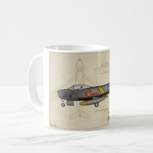 F-86 SABRE Jet-Kaffee-Tasse Kaffeetasse (Vorderseite Links)
