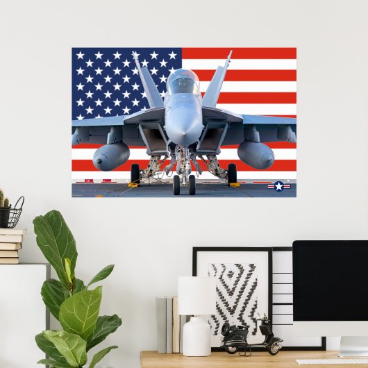 F/A-18 SUPER HORNET US FLAG POSTER (Heimbüro)