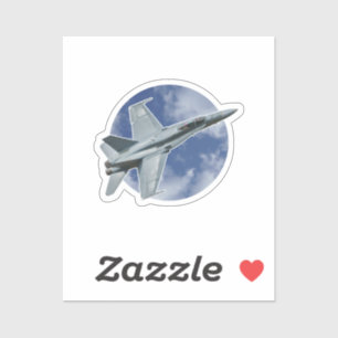 F/A-18C Hornet auf einer kreisförmigen Wolke Aufkleber