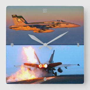 F/A-18C HORNET-NAFTBURNER QUADRATISCHE WANDUHR