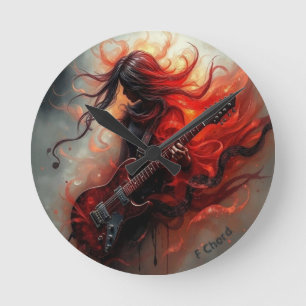 F-Akkord - KI-Digitalkunst-Druck Runde Wanduhr