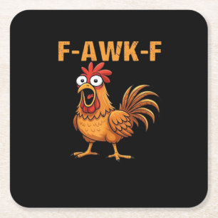 F-Awk-F Huhn F-Caw-F Hahn Lustiger Humor Meme Rechteckiger Pappuntersetzer