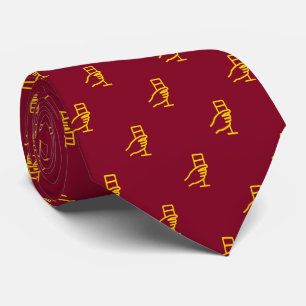 F & B Wine Glass Pattern Burgundy Sparkling Gold Krawatte