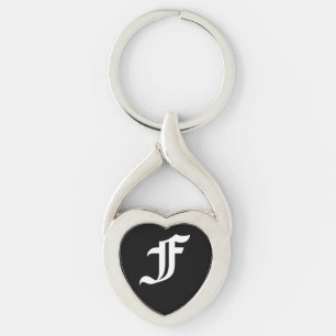 "F" Black Heart Keychain Schlüsselanhänger