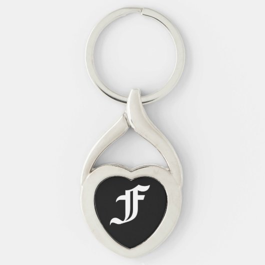 "F" Black Heart Keychain Schlüsselanhänger (Vorderseite)