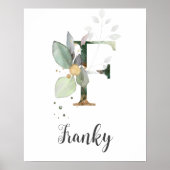 F Buchstabe Monogramm Grünzeug Kinderzimmer Name W Poster (Vorne)