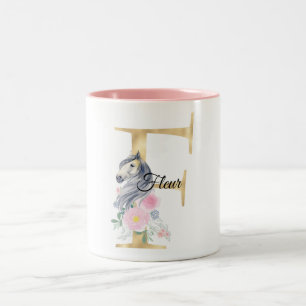 F Buchstabe personalisierter Name Monogramm mit Pf Zweifarbige Tasse