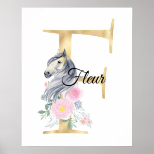 F-Buchstaben personalisierte Bezeichnung Monogramm Poster