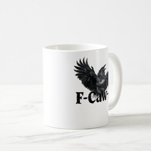 F-Caw-F Angry Raven Art Print Gothic Crow Illustra Kaffeetasse (VorderseiteRechts)
