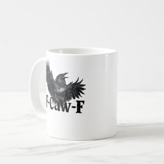 F-Caw-F Angry Raven Art Print Gothic Crow Illustra Kaffeetasse (Vorderseite Links)