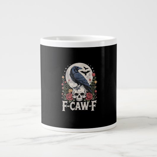 F-Caw-F Bird Crow Funny Crow Bird Cawing Grunge Re Jumbo-Tasse (Vorderseite)