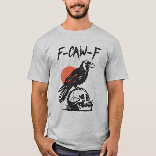 F-Caw-F Black Bird Crow On Skeleton T-Shirt (Vorderseite)