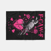 F-caw-f Black Crow Black Bird Roses Heart Funny Va Fleecedecke (Vorderseite (Horizontal))