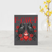 F-caw-f Black Crow Black Bird Roses Heart Funny Va Karte (Gelbe Blume)