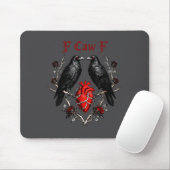 F-caw-f Black Crow Black Bird Roses Heart Funny Va Mousepad (Mit Mouse)