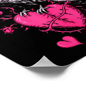 F-caw-f Black Crow Black Bird Roses Heart Funny Va Poster (Ecke)