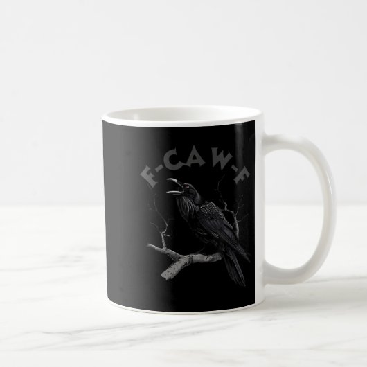 F-caw-f Black Crow Pun Funny Bird Cawing Grunge Kaffeetasse (Rechts)