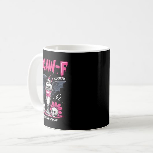 F-caw-f Black Crow Pun Funny Bird Cawing Nge Hallo Kaffeetasse (Vorderseite Links)