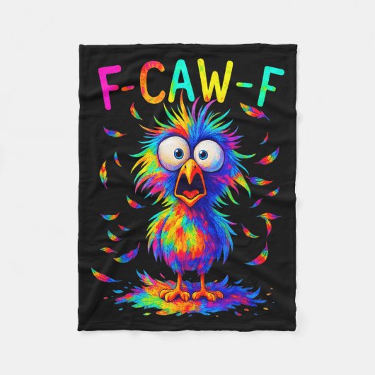 F-caw-f Black Crow Tie Dye Bird Funny Bird Shocked Fleecedecke (Vorderseite)