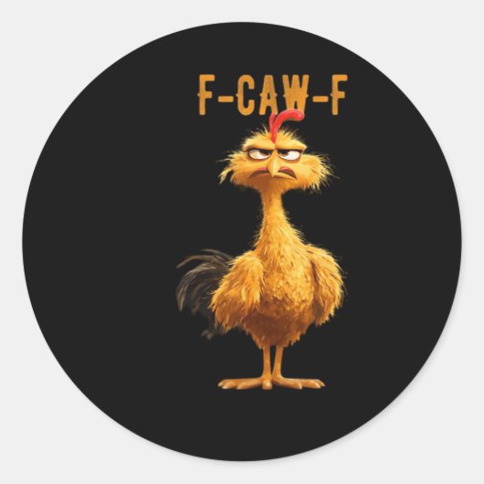 F-Caw-F Chicken Classic Retro-Stil Runder Aufkleber (Vorderseite)