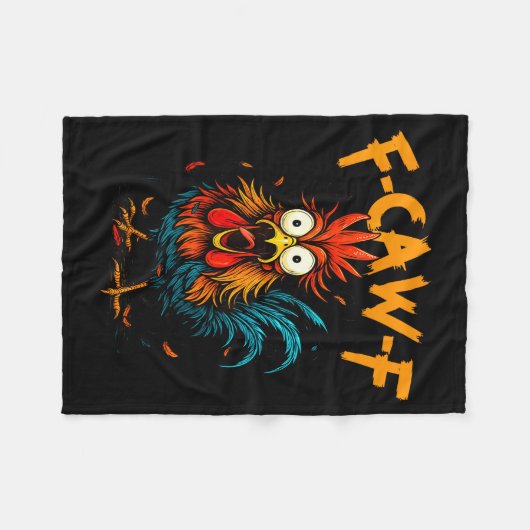 F-caw-f Chicken Fcawf Rooster Coffee Funny Office Fleecedecke (Vorderseite (Horizontal))