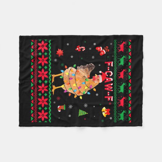 F-caw-f Chicken Humor Meme Rooster Christmas Ugly Fleecedecke (Vorderseite (Horizontal))