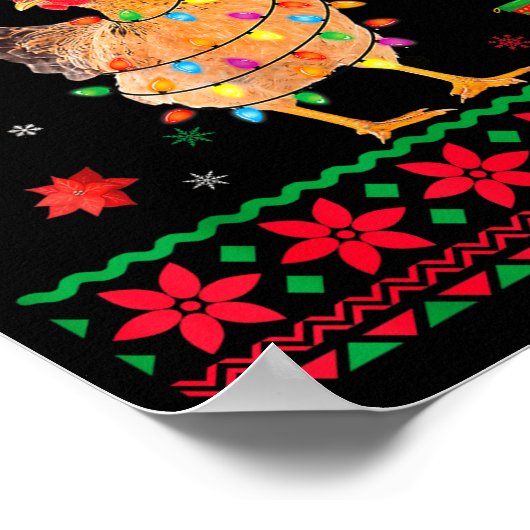 F-caw-f Chicken Humor Meme Rooster Christmas Ugly Poster (Ecke)