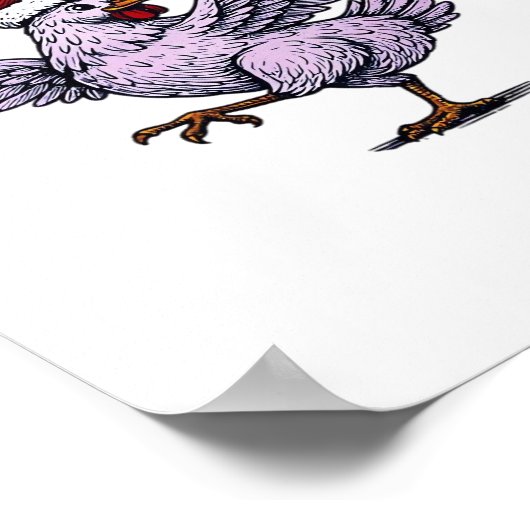 F-Caw-F Chicken Retro Classic Poster (Ecke)