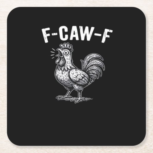 F-Caw-F Chicken Retro Graphic Rechteckiger Pappuntersetzer (Vorderseite)