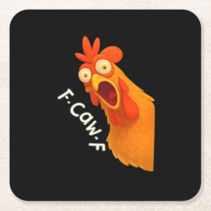 F-Caw-F Chicken Retro Klassiker Rechteckiger Pappuntersetzer