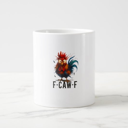 F-Caw-F Chicken Rooster Funny Meme Jumbo-Tasse (Vorderseite)