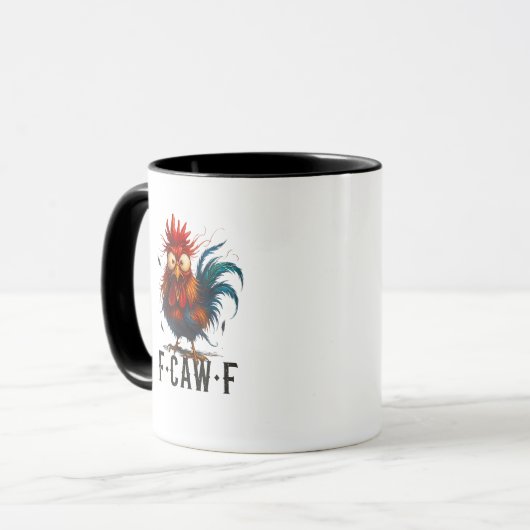 F-Caw-F Chicken Rooster Funny Meme Tasse (Vorderseite Links)