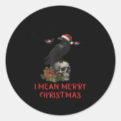 F-caw-f Christmas Crow Funny Goth Christmas Skull Runder Aufkleber (Vorderseite)